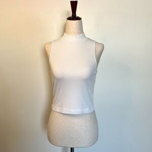 Old Navy Cream Ribbed High Mock Neck Top Size: XS Petite